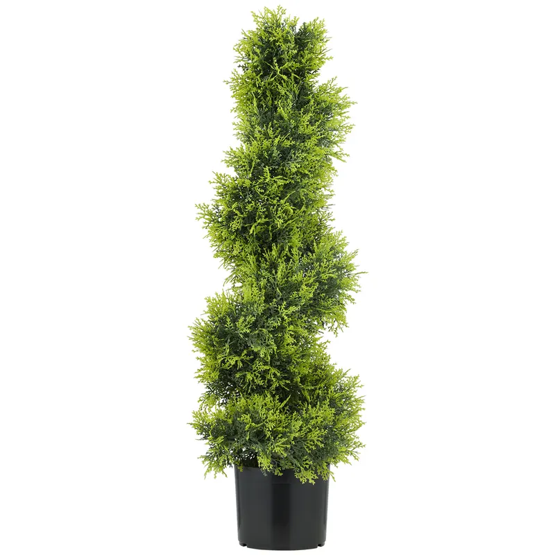 HOMCOM Zypresse Artificială 90 cm, Plantă Artificială în formă de Spirală în Ghiveci, Decorare Modernă | Romania