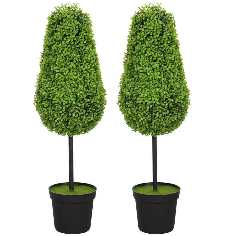 HOMCOM 2 bucăți Plante Artificiale de Buchet 90cm Plante Artificiale în formă de lacrimă, Plante Artificiale din Plastic în ghiveci pentru Decorare Modernă | Romania