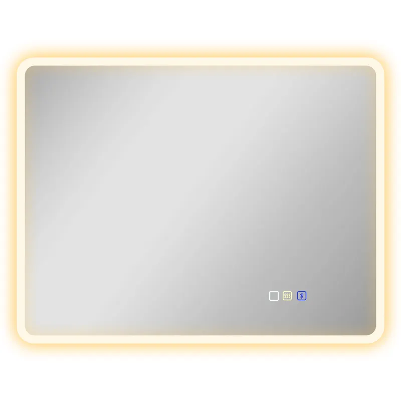 HOMCOM Oglindă de baie LED bluetooth 70 x 90 cm interruptor tactil lumină reglabilă 3 culori anti-abur memorie argintiu | Romania