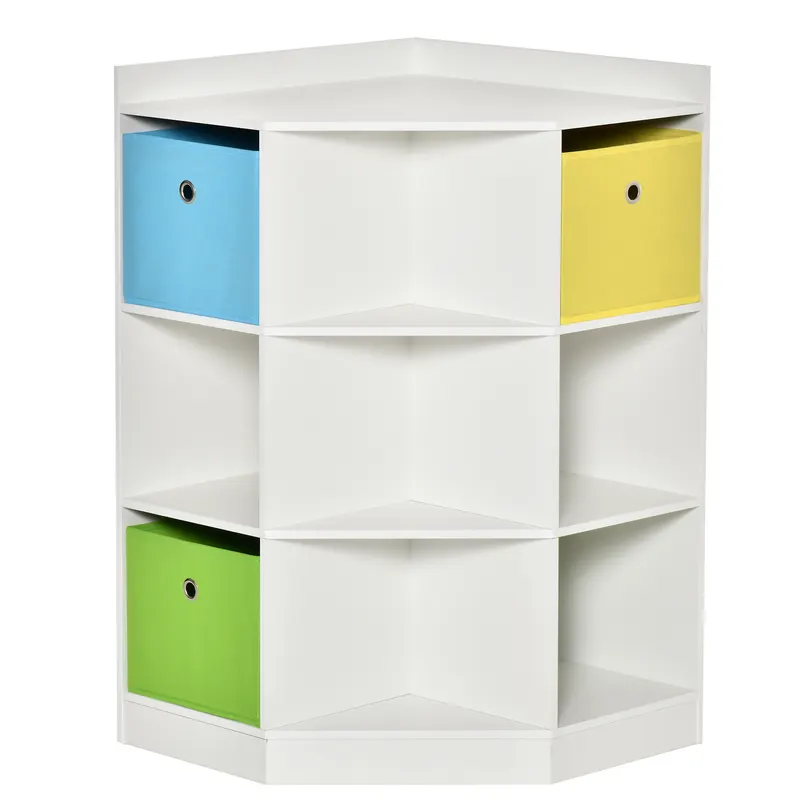 HOMCOM Raft de depozitare pentru copii, 3 sertare din netesut, MDF, antirăsturnare, Alb | Romania