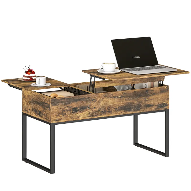 HOMCOM Masă de Cafea Extensibilă cu Encimera Desfășurabilă Închidere Moale Spațiu Ascuns de Depozitare 100x45x67 cm Marrón Rústico | Romania