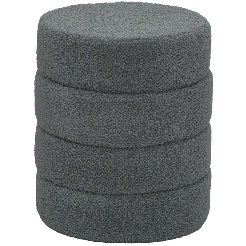 HOMCOM Taburet, rotund, cu blană de ursuleț, până la 120 kg, Ø40x45H cm, Gri închis | Romania