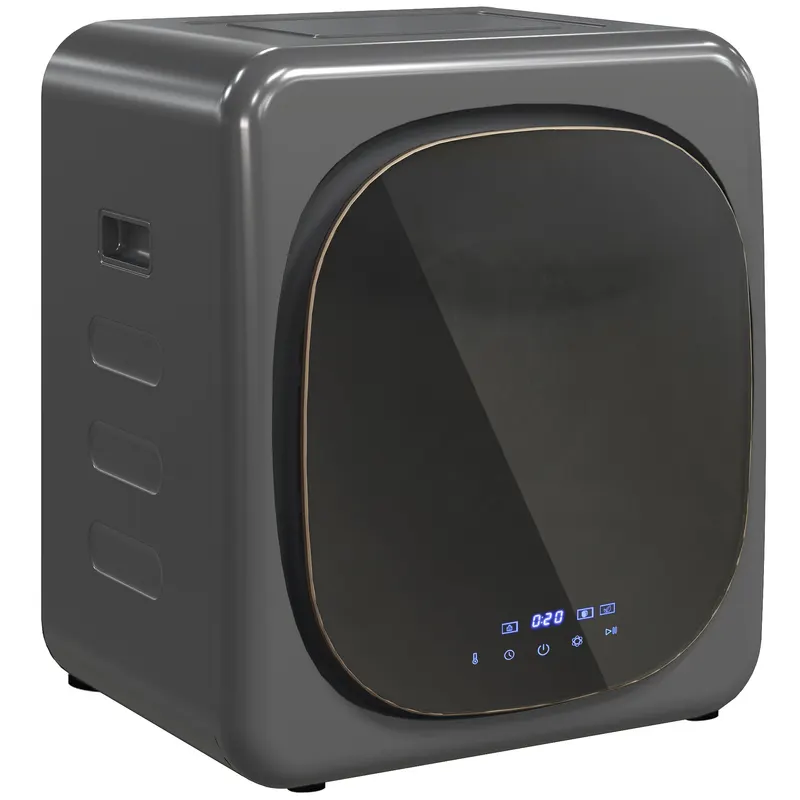 HOMCOM Uscător de rufe cu dezinfecție UV, design compact, capacitate de 4 kg, oțel inoxidabil, Gri | Romania