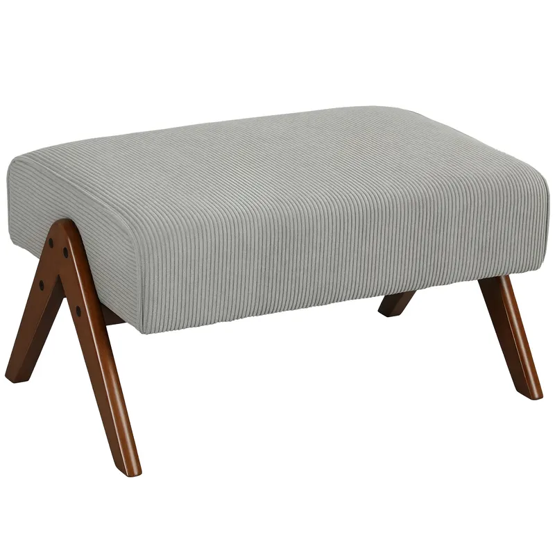 HOMCOM Taburet de Fotoliu cu Scaun Acolățat Picioare din Lemn pentru Sufragerie Dormitor 69x47x36 cm Gri | Romania