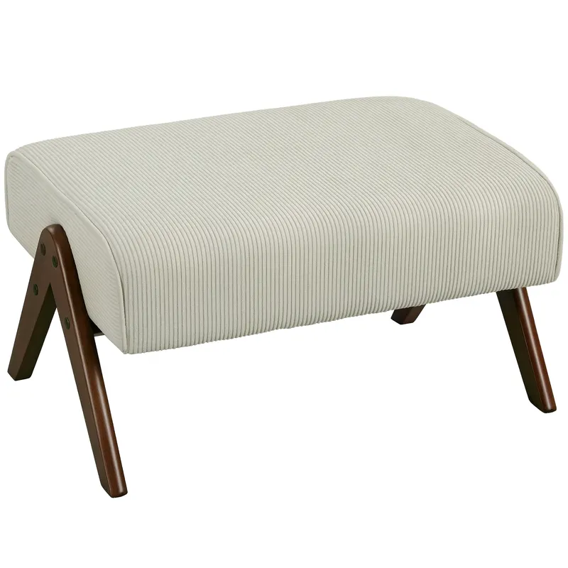 HOMCOM Taburet de Picior cu Scaun Acolchis și Piciori de Lemn pentru Salon Dormitor 69x47x36 cm Bej | Romania