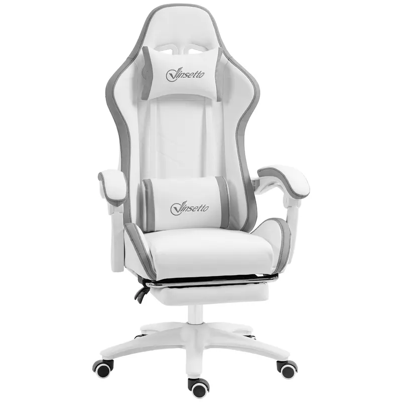 Vinsetto Scaun gaming fauteuil gaming ergonomic cu spătar inclinabil la 135° și suport lombar, 65 x 65 x 121-129 cm alb | Romania
