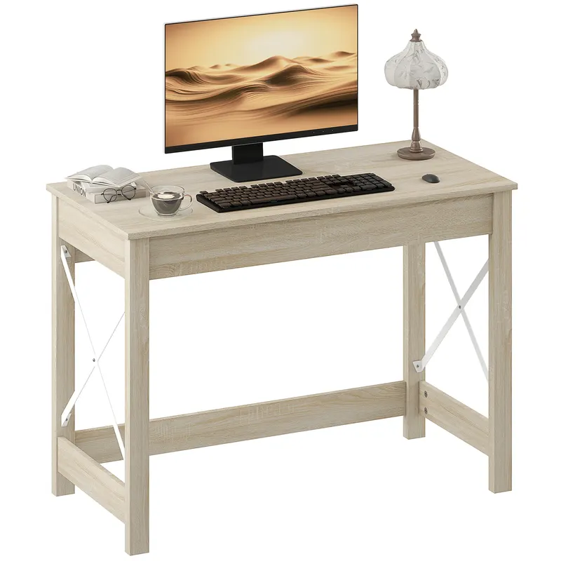 HOMCOM Masă de Birou Modernă Masă de Birou Masă de Calculator Ușor de Asamblat pentru Birou Studiu 105x50x76 cm Natural | Romania