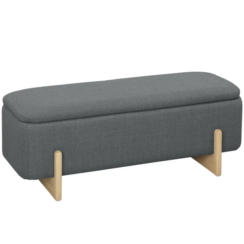 HOMCOM Bancă de depozitare, căptușită cu spumă, aspect de in, 111 x 44 x 44,5 cm, gri închis | Romania