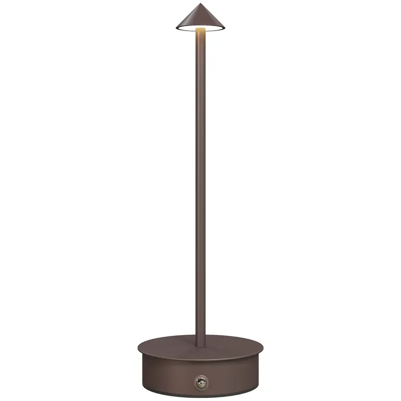 HOMCOM Lampă de Masă Reîncărcabilă cu USB, Lampă Fără Fir cu Temperatura Culorii Reglabilă 3000K/4500K/6500K, Control Touch, Autonomie 4-8 Ore, Cafea | Romania