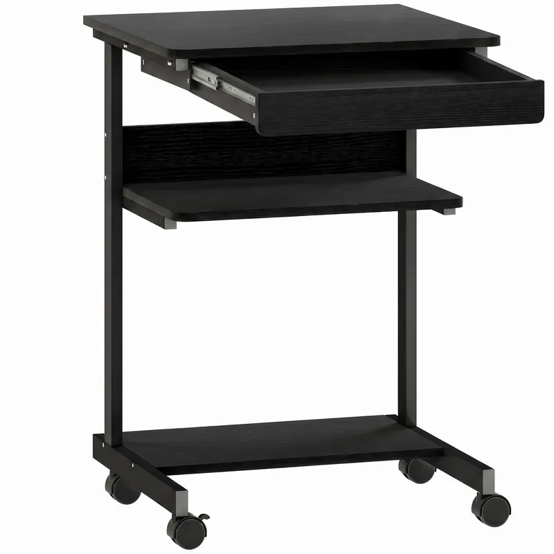 HOMCOM Birou PC cu Sertar Glisant și 2 Rafturi Deschise Negru | Romania