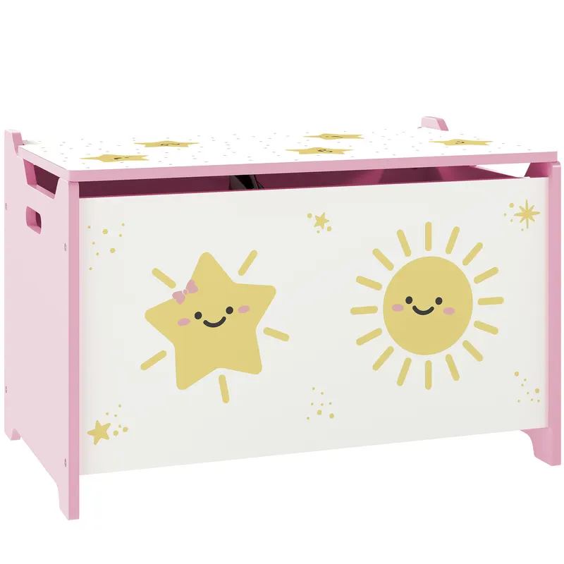 AIYAPLAY Cutie pentru Jucării cu Capac, Balama de Siguranță și Mânere Groove, Organizator pentru Depozitarea Jucăriilor pentru Copii, Camera de Zi, Sala de Joacă, Roz | Romania