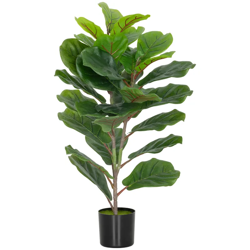 HOMCOM Plantă Artificială Ficus Lyrata Înaltă de 80 cm, Plantă Artificială Realistică pentru Interioare cu Vas, Decorațiune pentru Casă și Birou, Verde | Romania