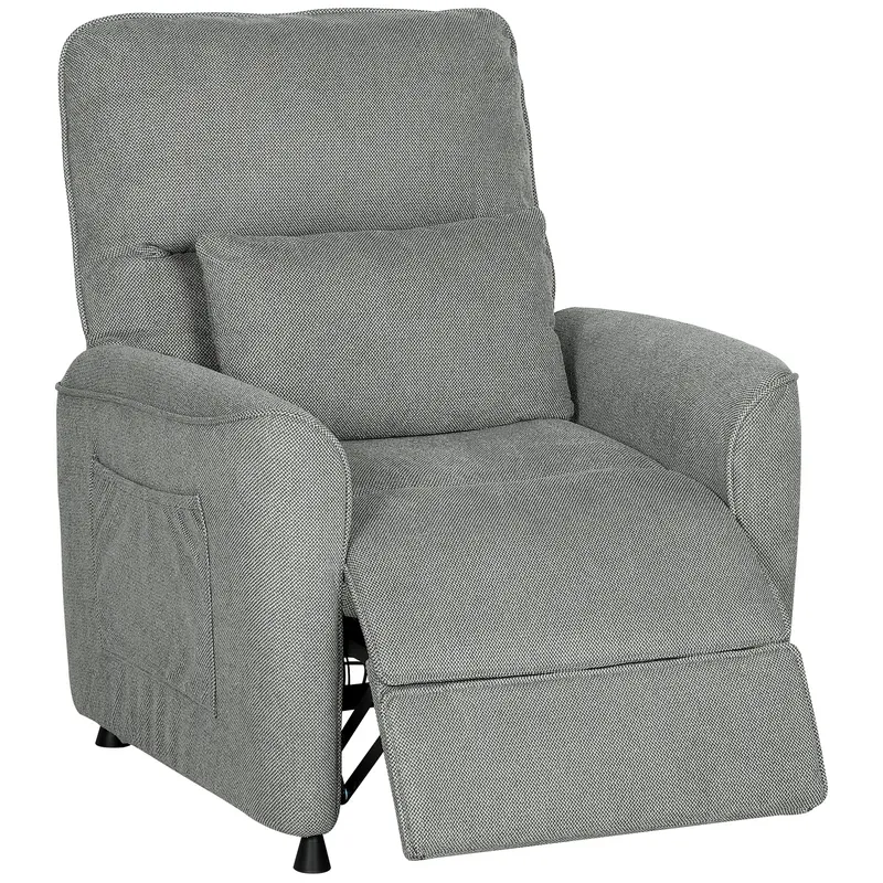 HOMCOM Fotoliu Relaxant Electric cu Masaj și Încălzire, Silențios, Reclinabil 150° în Cinilie cu Pernă, Funcție de Memorare, 2 Telecomenzi, Suport pentru Picioare, Pentru Living sau Birou, Gri Închis | Romania