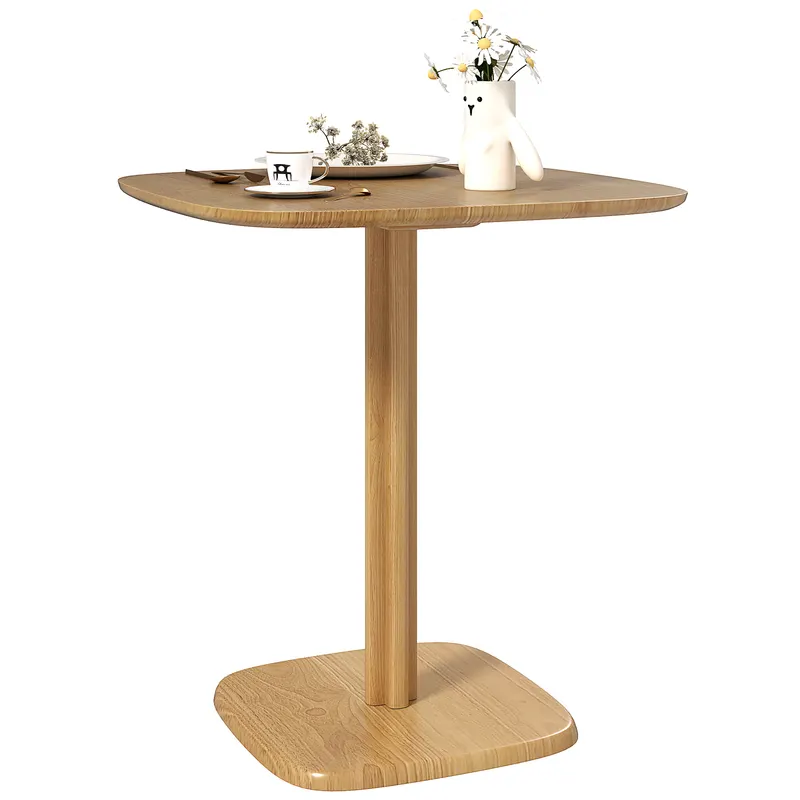 HOMCOM Masă de dining pentru 4 persoane masă de bucătărie stil modern cu blat aspect lemn, 70 x 70 cm, lemn natural | Romania