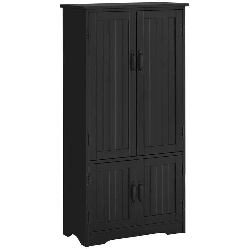 HOMCOM Buffet de bucătărie, armoarie de bucătărie contemporană, multi-spații de depozitare, 2 dulapuri, 3 rafturi, MDF, panouri de particule, negru | Romania