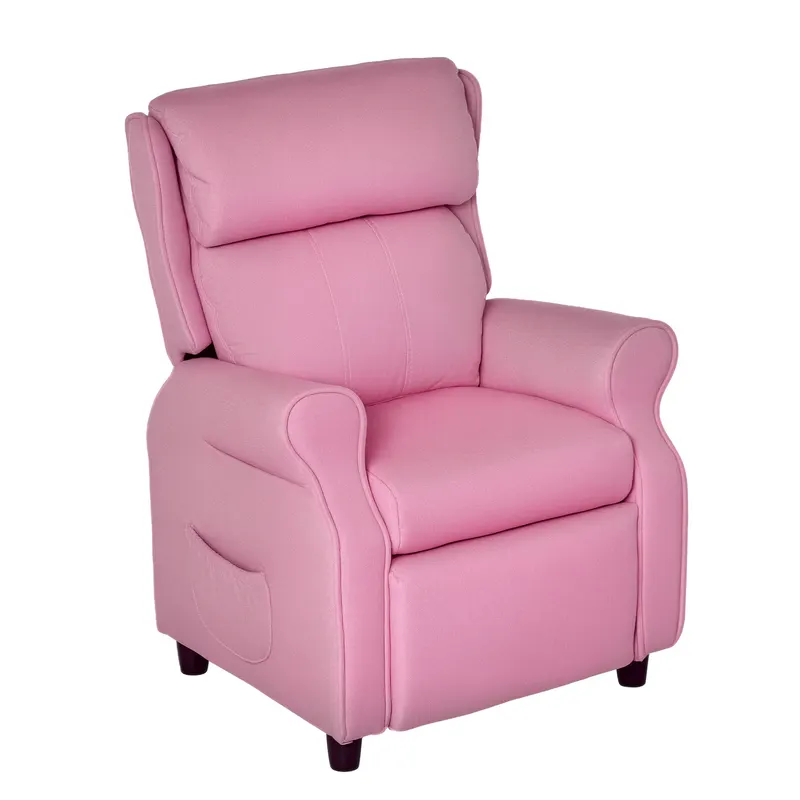 HOMCOM Kindersofa Kindercouch Kindersessel Sessel Liegesofa reglabil cu suport pentru picioare pentru copii între 3-5 ani băieți și fete Roz 58 x 53 x 70 cm | Romania