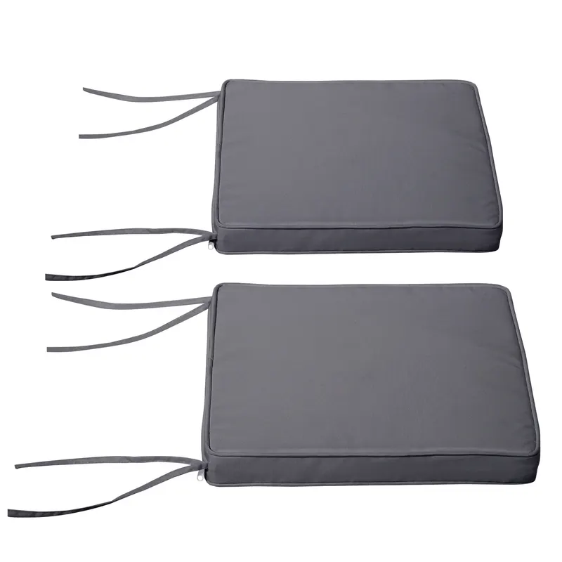 Outsunny Set de 2 perne pentru fotolii de grădină Pernă pentru scaun de exterior Perne de șezut detasabile Umplutură de 5 cm Tesatura de poliester dim. 45L x 45l cm Gri închis | Romania