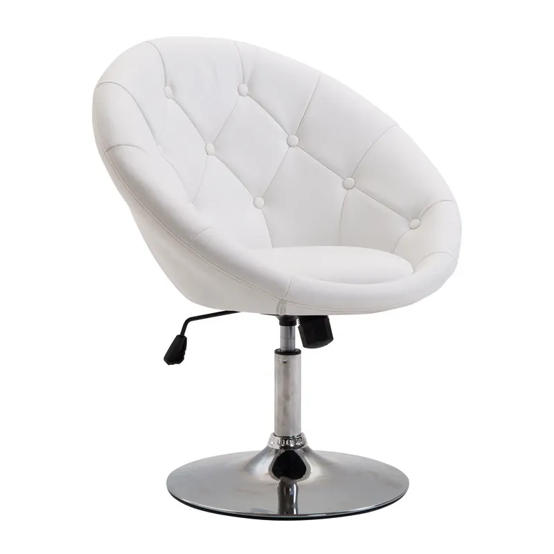 HOMCOM Scaun de lucru rotativ Scaun rotativ Scaun de birou cromat reglabil înălțime, piele ecologică+oțel, Negru/Alb, 71x59x78-90cm (Alb) | Romania