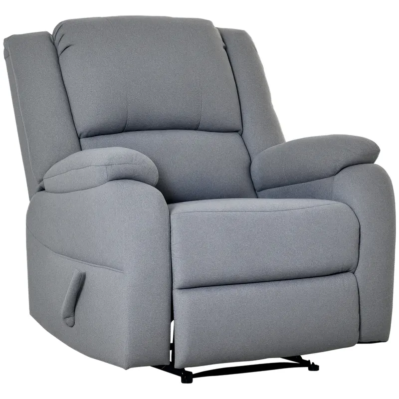 HOMCOM Relaxsessel Manual Fotoliu de televizor cu funcție de întindere, aspect de in, fotoliu TV cu mâner lateral, suport de picioare, capacitate de încărcare de până la 150 kg, pentru sufragerie, Gri deschis | Romania