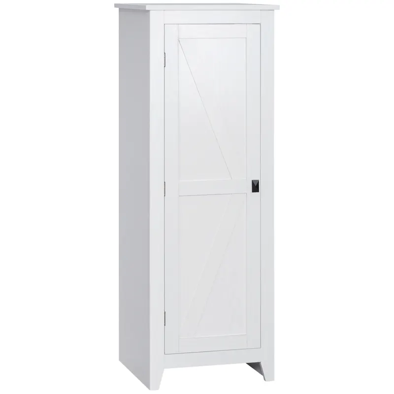 HOMCOM Șifonier de Depozitare bufet bucătărie mobilier de depozitare pentru Baie Economisire Spațiu Stil Clasic cu 3 rafturi reglabile- Înălțime 120 cm în Lemn Alb | Romania