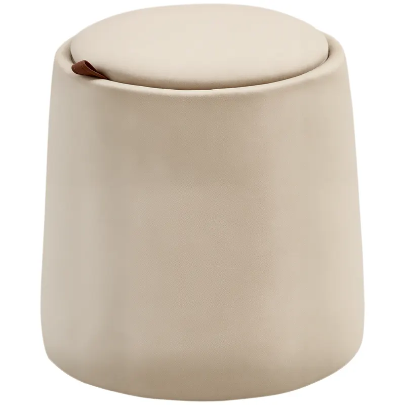 HOMCOM Otoman 2 în 1 cu catifea, cu depozitare și capac detașabil Φ44 cm x 47,5 cm Bej | Romania