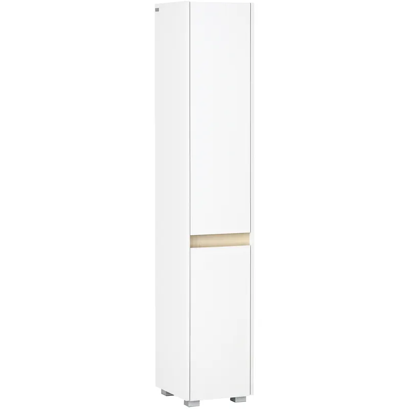 kleankin Columna de Baño Armario Alto Auxiliar cu Rafturi Ajustabile pentru Dus Îngrijire Dormitor 30x33x165 cm Alb | Romania