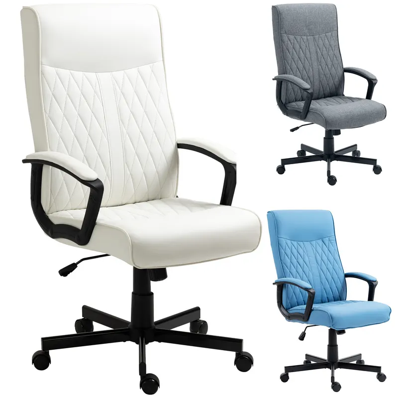 Vinsetto Scaun de Birou cu Spătar Înalt Înălțime Ajustabilă și Funcție de Înclinare 65x65x102-112,5 cm Crem | Romania