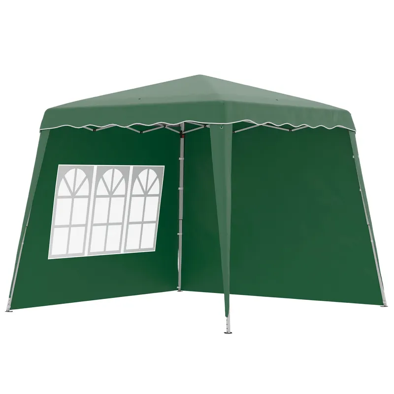 Outsunny Cort Pliabil cu 2 Pereți Laterali 2,89x2,89m Pavilion de Grădină cu Înălțime Reglabilă Protecție UV50+ Verde | Romania