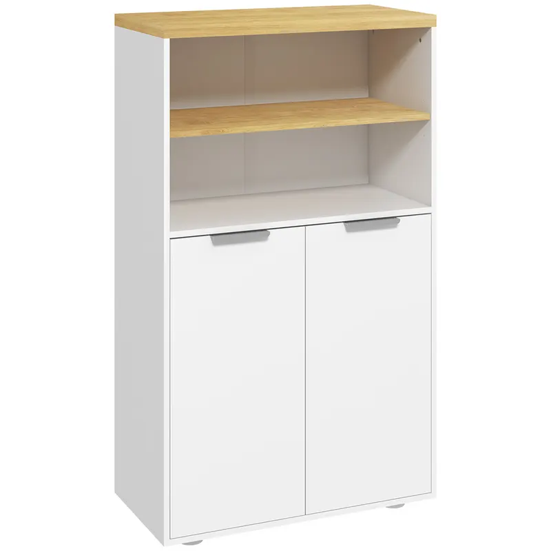 kleankin Mobilier de depozitare pentru baie cu 2 uși și 2 compartimente deschise dim. 60L x 30A x 102H cm, alb | Romania