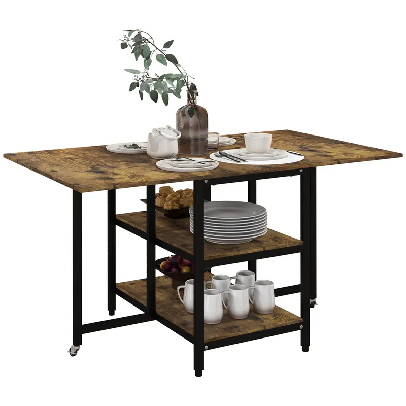 HOMCOM Masă Pliabilă Masă Extensibilă, Design Industrial, 140 cm x 80 cm x 75 cm | Romania