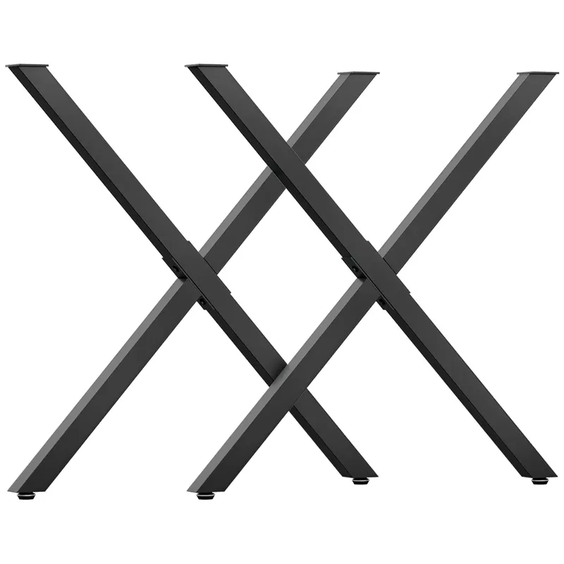 HOMCOM Lot de 2 picioare de masă în formă de cruce 70 x 72 cm design industrial pentru masă de cafea masă de noapte negru | Romania