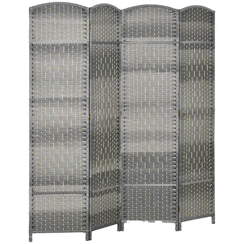 HOMCOM Paravent interior din lemn 4 panouri divizor de cameră pliabil pentru sufragerie dormitor 180 x 180 cm gri mixt | Romania