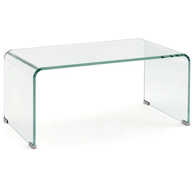 HOMCOM Măsuță din Sticlă Temperată Modernă pentru Living cu Design Monobloc, 80 x 45 x 35 cm, Transparent | Romania