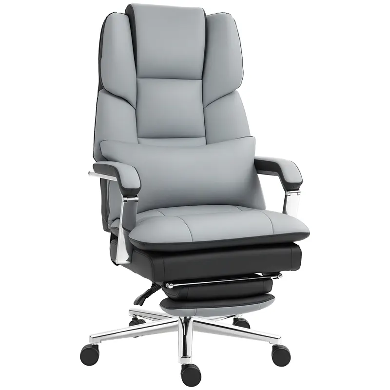 HOMCOM Scaun de birou, ergonomic, reglabil, 63x71x123-129cm, Gri deschis/Negru | Romania