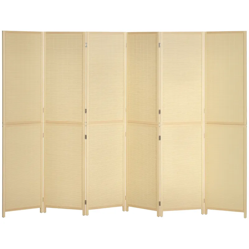 HOMCOM Paravan din lemn de bambus 6 panouri 270 x 180 cm separator de camera cloison de separare pliabil - natural | Romania