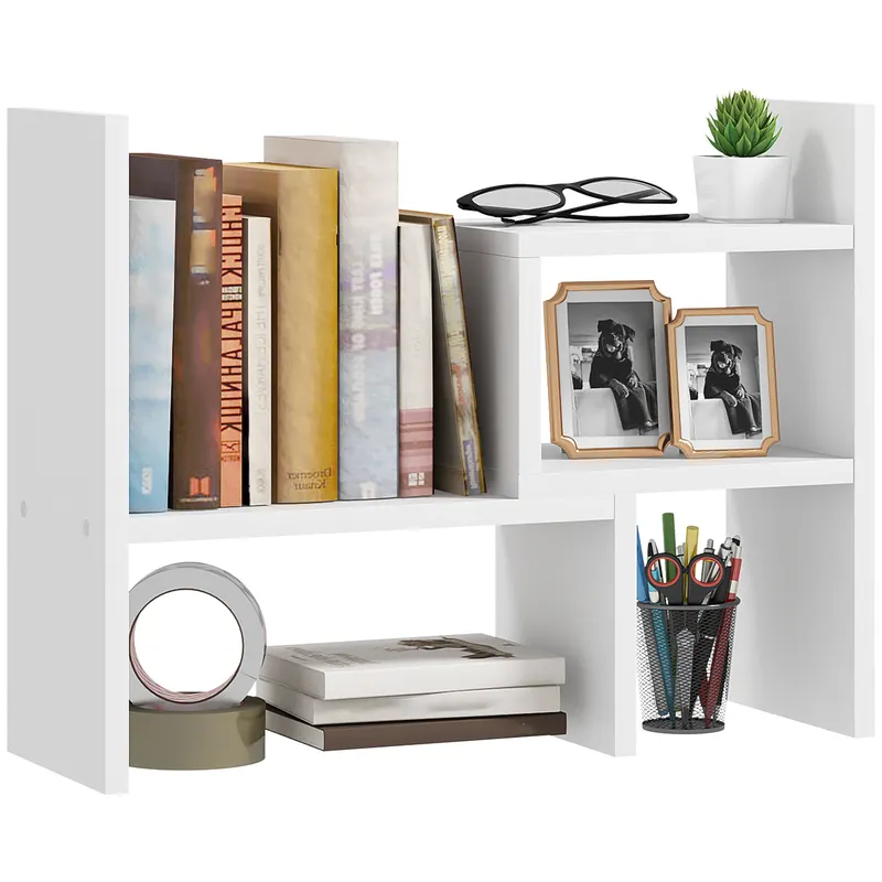 HOMCOM Raft de birou modular, organizator de birou multifuncțional, 2 piese, MDF, alb | Romania