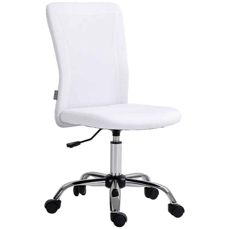 Vinsetto Scaun de birou ergonomic înălțime reglabilă picior cromat pivotant 360° îmbrăcăminte plasă albă | Romania