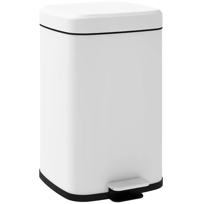 HOMCOM Coș de gunoi de bucătărie 20L cu capac cu închidere ușoară și pedala, găleată interioară detașabilă, 28L x 35l x 45H cm, alb | Romania