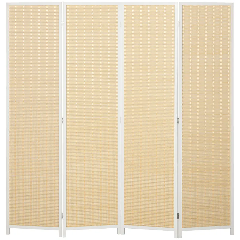 HOMCOM Paravent din lemn separator de cameră cloison de separare pliabil 4 panouri 180 x 180 cm lemn natural | Romania