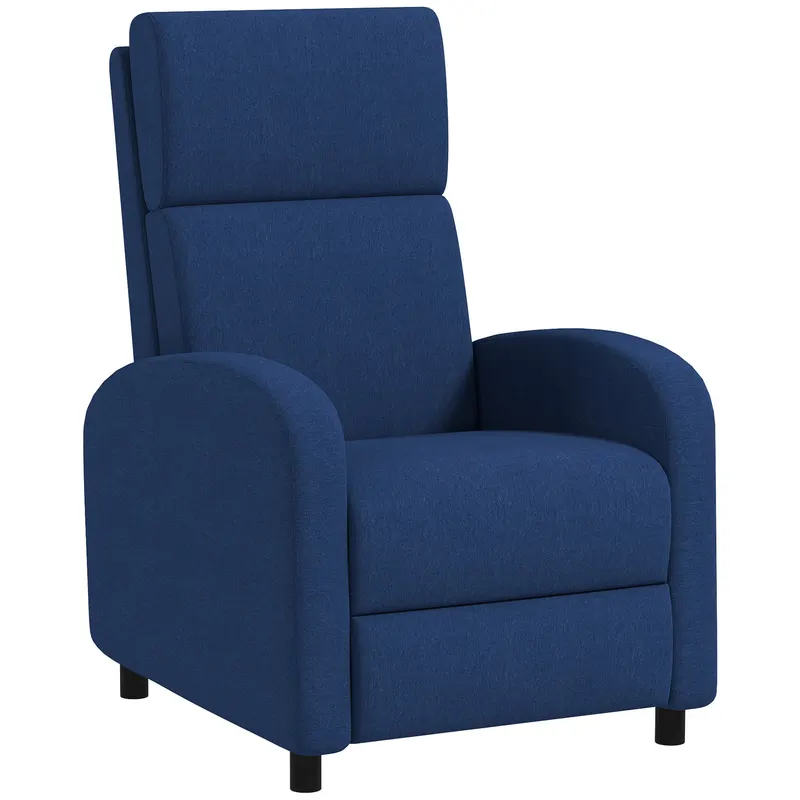 HOMCOM Fotoliu Relax Reclinabil Manual 160° cu Suport pentru Picioare, Fotoliu Reclinabil Tapițat Ergonomic din Material Textil Tip In pentru Dormitor, Birou, Sufragerie, Albastru | Romania