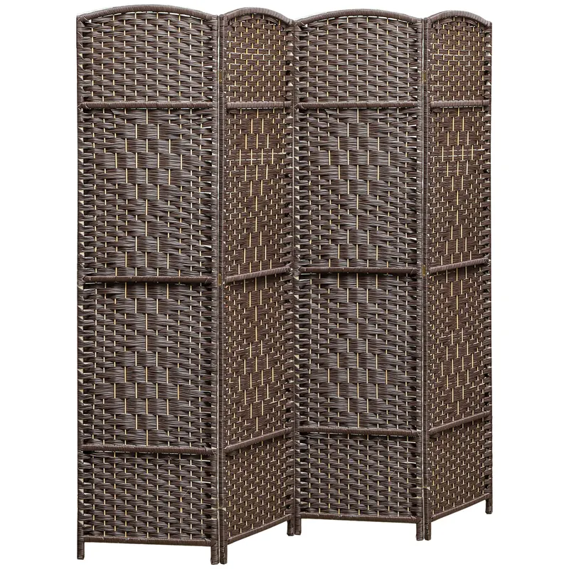 HOMCOM Paravent interior din lemn 4 panouri separator de cameră pliabil pentru sufragerie dormitor 180 x 180 cm maro | Romania