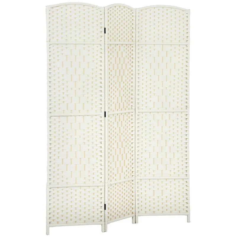 HOMCOM Paravent interior din lemn 3 panouri separator de cameră pliabil pentru living dormitor 135 x 180 cm alb | Romania