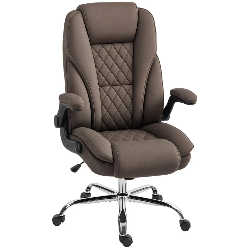 HOMCOM Scaun de birou, scaun birou ergonomic, inaltime reglabila, brate rabatabile, 70 x 70 x 114-122 cm, maro | Romania