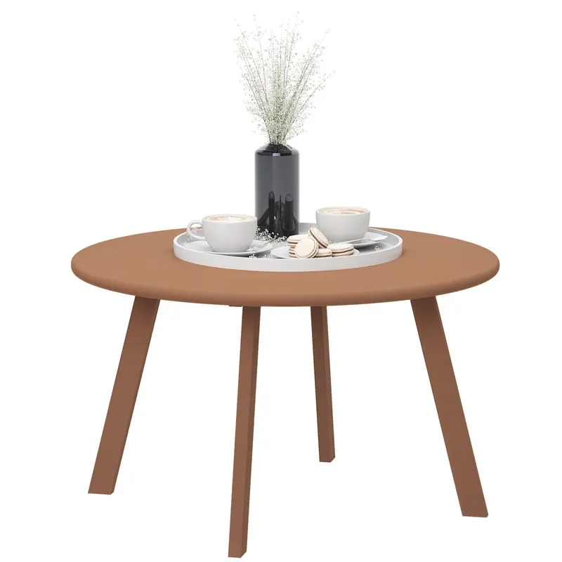 Outsunny Masă de cafea mică rotundă, masă auxiliară cu picioare antidrapante, cadru din metal, pentru grădină, Ø 70 x 42 cm, portocaliu | Romania