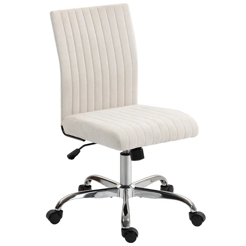 HOMCOM Scaun de birou fără accoudoirs, fauteuil de birou, înălțime reglabilă și pivotant 360°, 43 x 56 x 78-88 cm, crem | Romania