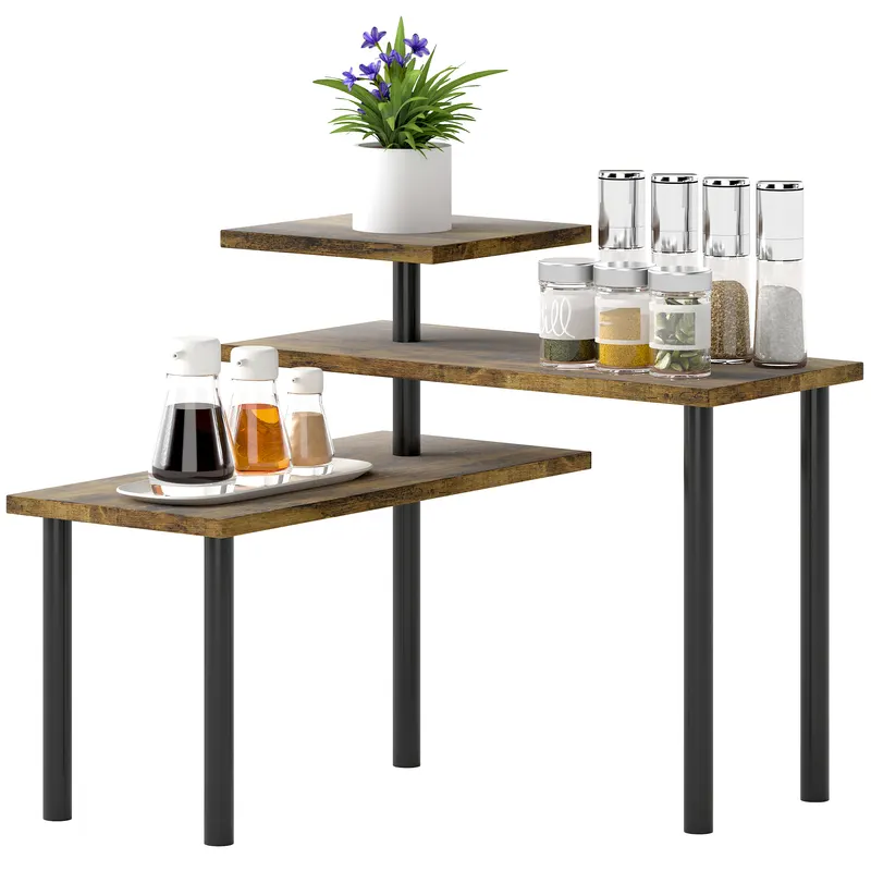 HOMCOM Raft de bucătărie, Drehbar Mikrowellenregal cu 3 nivele, Stand de metal industrial, 40 x 18 x 36,5 cm | Romania