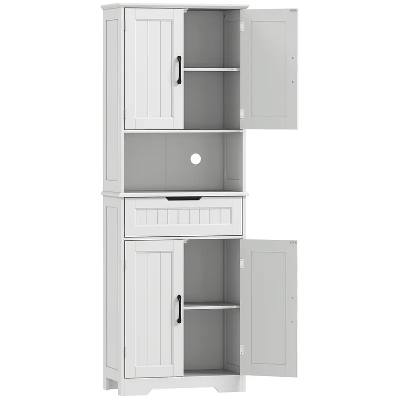 HOMCOM Mobilier de Bucătărie cu Sertar și 2 Dulapuri cu Rafturi Reglabile Alb | Romania