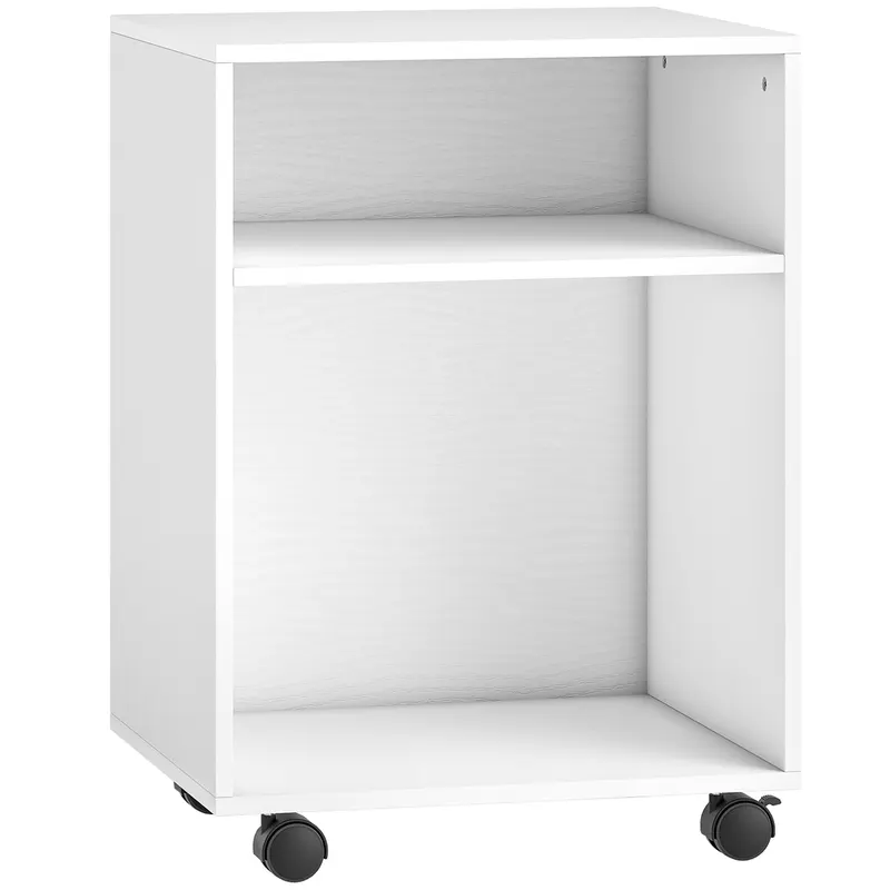 HOMCOM Dulap pentru Imprimantă cu Roți și 2 Rafturi 40x35x55.5 cm, Alb | Romania