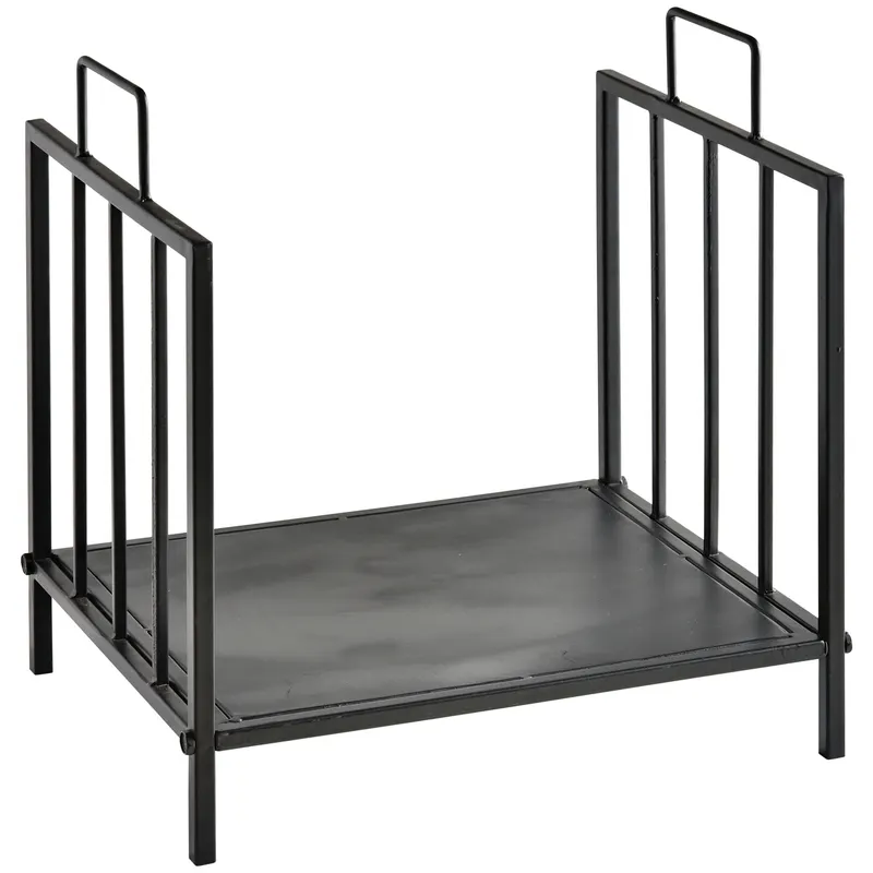 Outsunny Suport pentru Lemne pentru Interior și Exterior cu 2 Mânere, 44,5x33x46,5 cm, Negru | Romania
