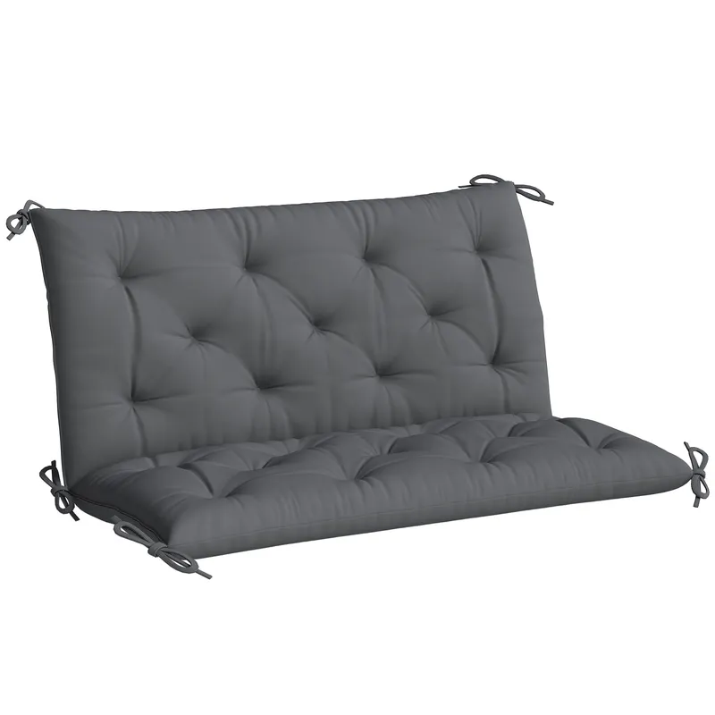 Outsunny Pernă de Grădină Modernă pentru Ședere în Exterior cu 6 Curele, Pernă Căptușită din Bumbac și Poliester, pentru Canapele Balanțe Bănci, 100x98x8 cm, Gri Închis | Romania